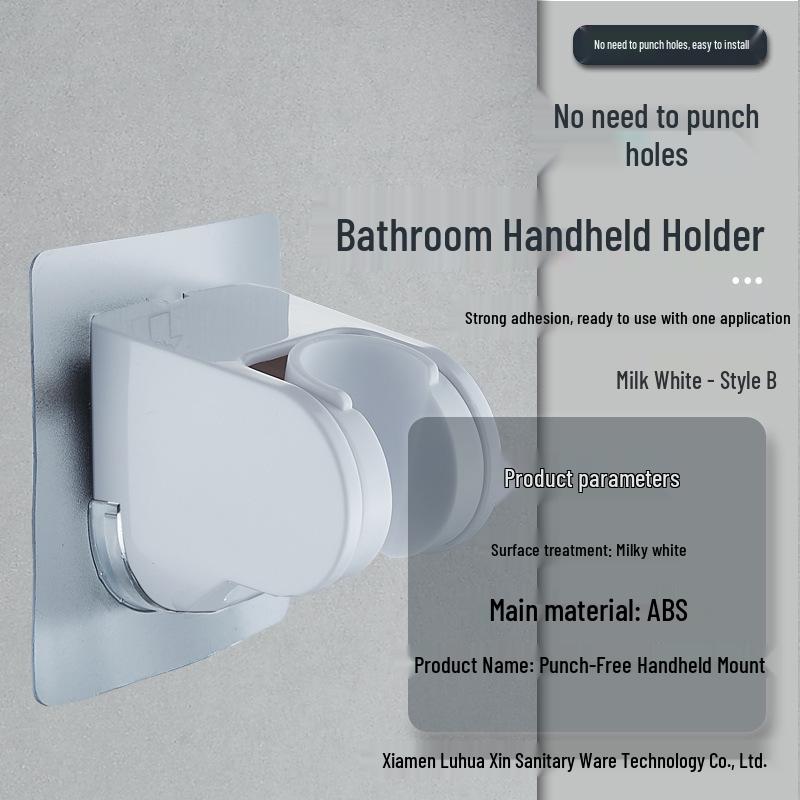 No-Drill Movable Shower Head Holder with Suction Cup Wall Mount for Bathroom