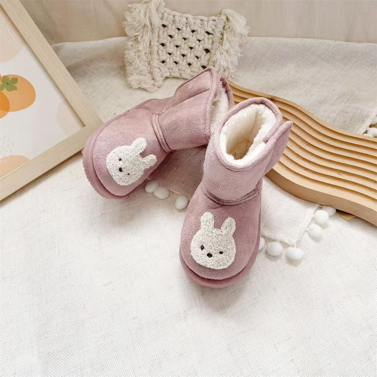 

New Winter Arrival: Japanese Cartoon Baby Snow Boots - Thickened, Warm, Unisex Children s Cotton Shoes 14cm interior length фіолетовий/дим