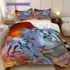 White Tiger Pattern Bedding Quilt Set Quilt Cover Pillowcase Home Decoration Birthday Gift (1 * Duvet Cover + 2 * Pillowcase, Without Core)