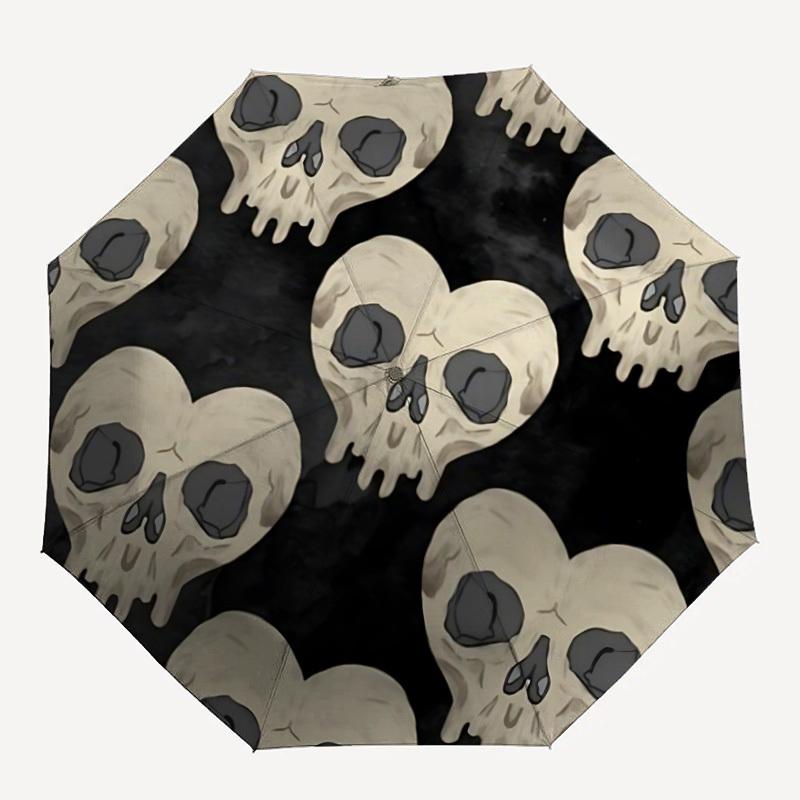 

1pc Skull PatternAutomatic Folding Umbrella, Portable Collapsible Design, Casual Outdoor Accessory, for All Seasons032