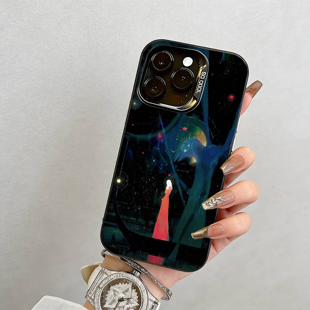 

Dark Art Style Phone Case For iPhone 17,16,15,14,13,12,11 Plus,Pro Max,XS,Colored Silver Plated Inside Cover iPhone14