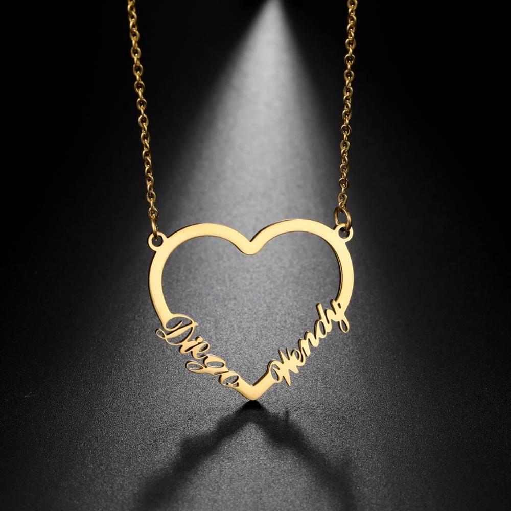Cazador Custom Butterfly Heart Infinity Pendant Name Necklace for Women Stainless Steel Personality Names Necklace Jewelry Gift