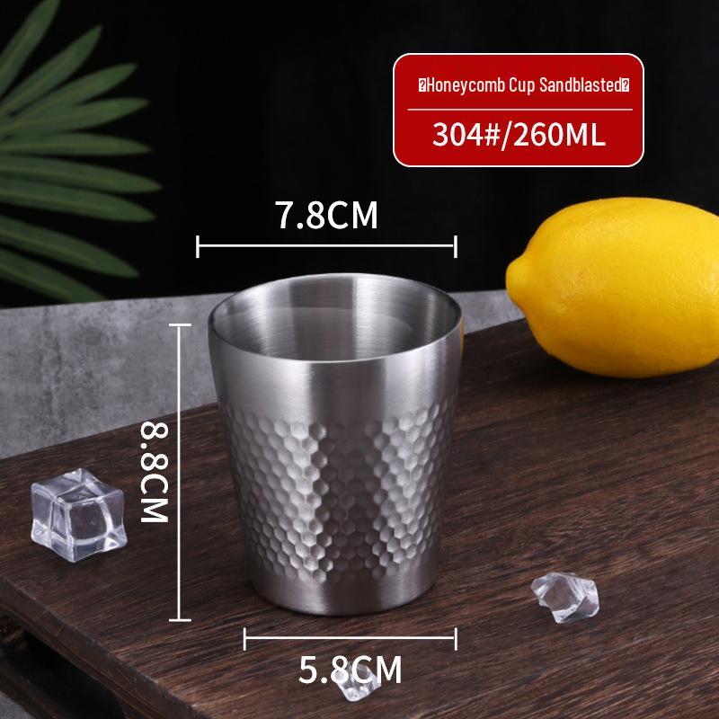 Korean Style Double-Layer Honeycomb Stainless Steel Beer Mug - Durable, Anti-Fall, Ideal for Cold Drinks & BBQs.