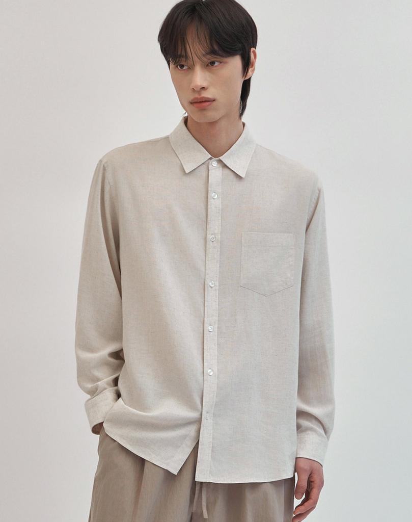 WORK ON BODY OFF Claire Semi-Overfit Linen Shirt [Oatmeal]