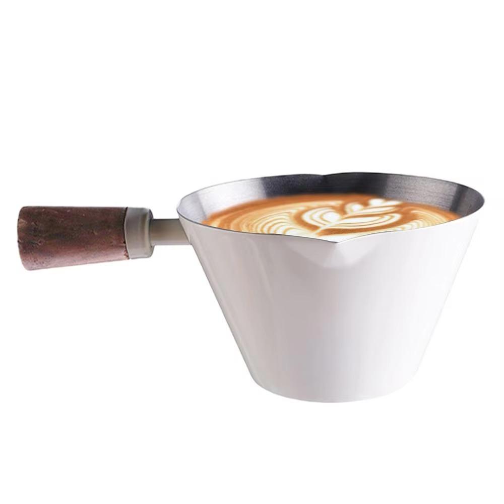 Stainless Steel Coffee Measuring Cup Wood Handle Pouring Cup Espresso Measuring Dosing Cup  Cafe