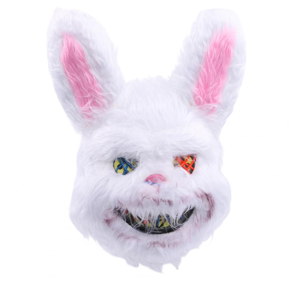 Face Cushion Spooky Throw Pillow Halloween Face Cushion with Light-up Furry Prop for Rave Parties Spooky Bear Rabbit Costume