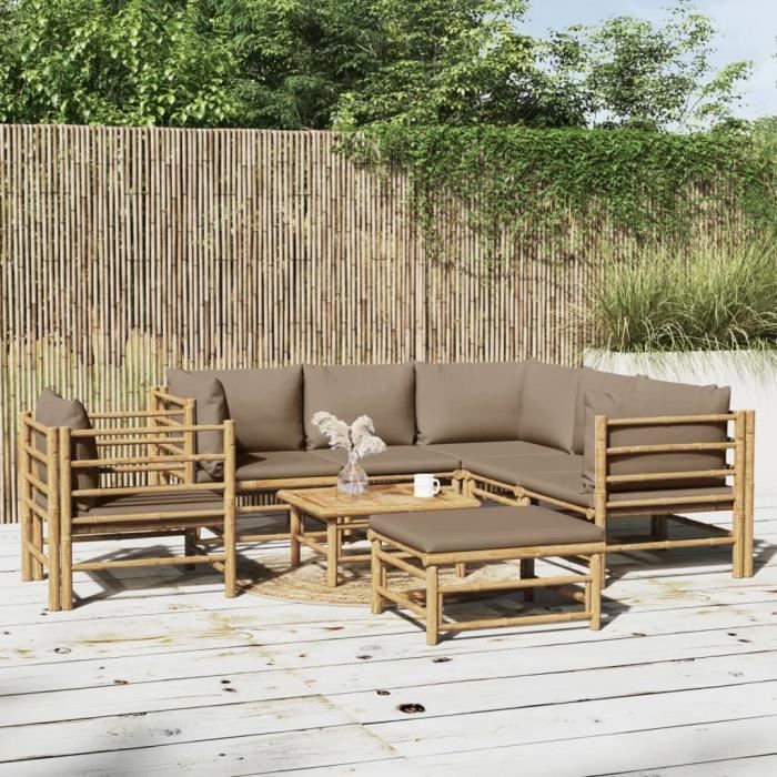 VidaXL Garden Lounge Set 8 Pcs with Taupe Cushions Bamboo 3155126