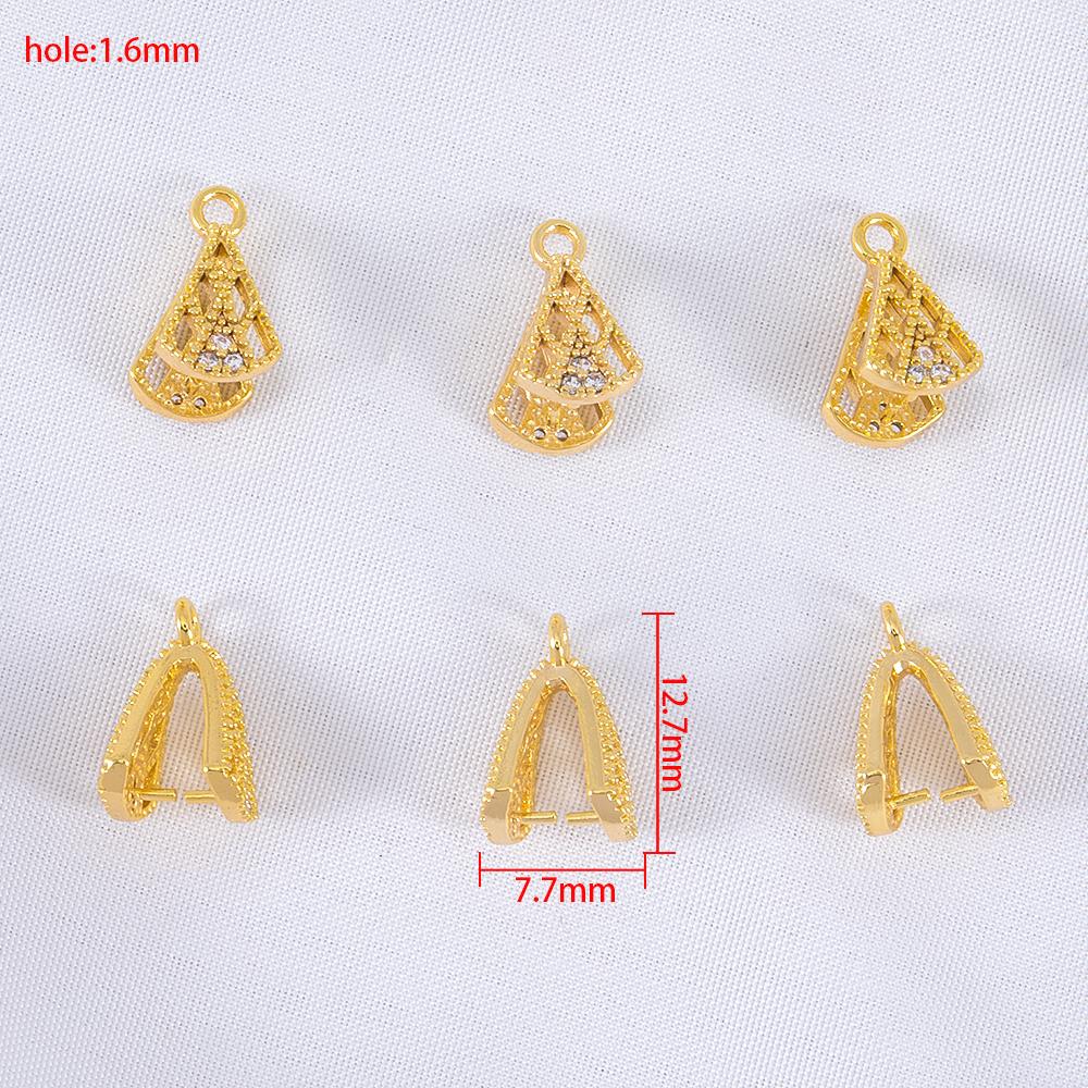 2Pcs 4Pcs 18K Gold Color Plated Zircon Pendant Pinch Clip Bails with Solder-On Pendant Bail For DIY Jewelry Making Accessories