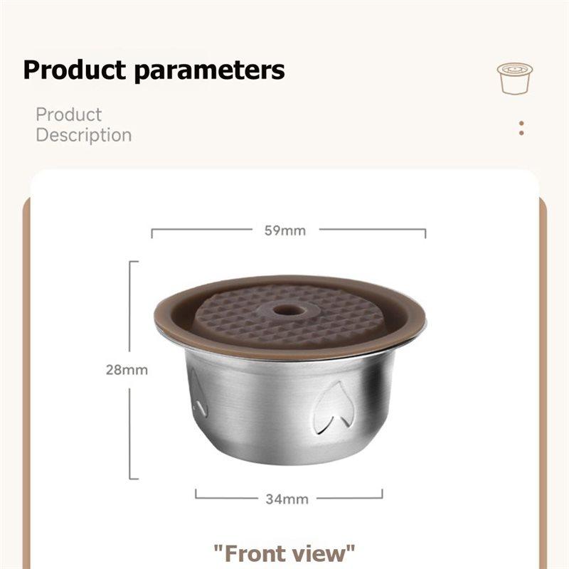 A02V-Reusable Espresso Pods For Nespresso Vertuo /Next/Plus Refillable Coffee Capsule W/H Silicone Cap Spoon & Brush