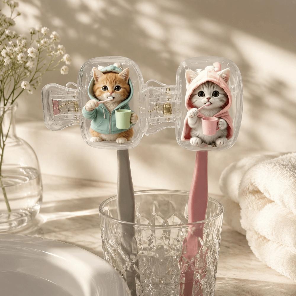2pcs Portable Toothbrush Head Cover Dust-proof Cat Toothbrush Cover Travel