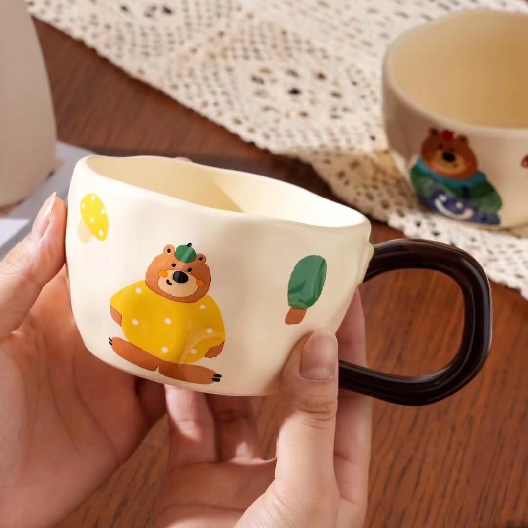 

милая милая кружка с медведем керамическая кружка бытовая кофейная чашка для воды чашка для завтрака чашка для питья воды для пары 301-400ml