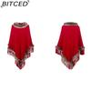 BITCED Knitted Fringe Cape for Women - Autumn/Winter Solid Colour Oversized Pullover Shawl Coat