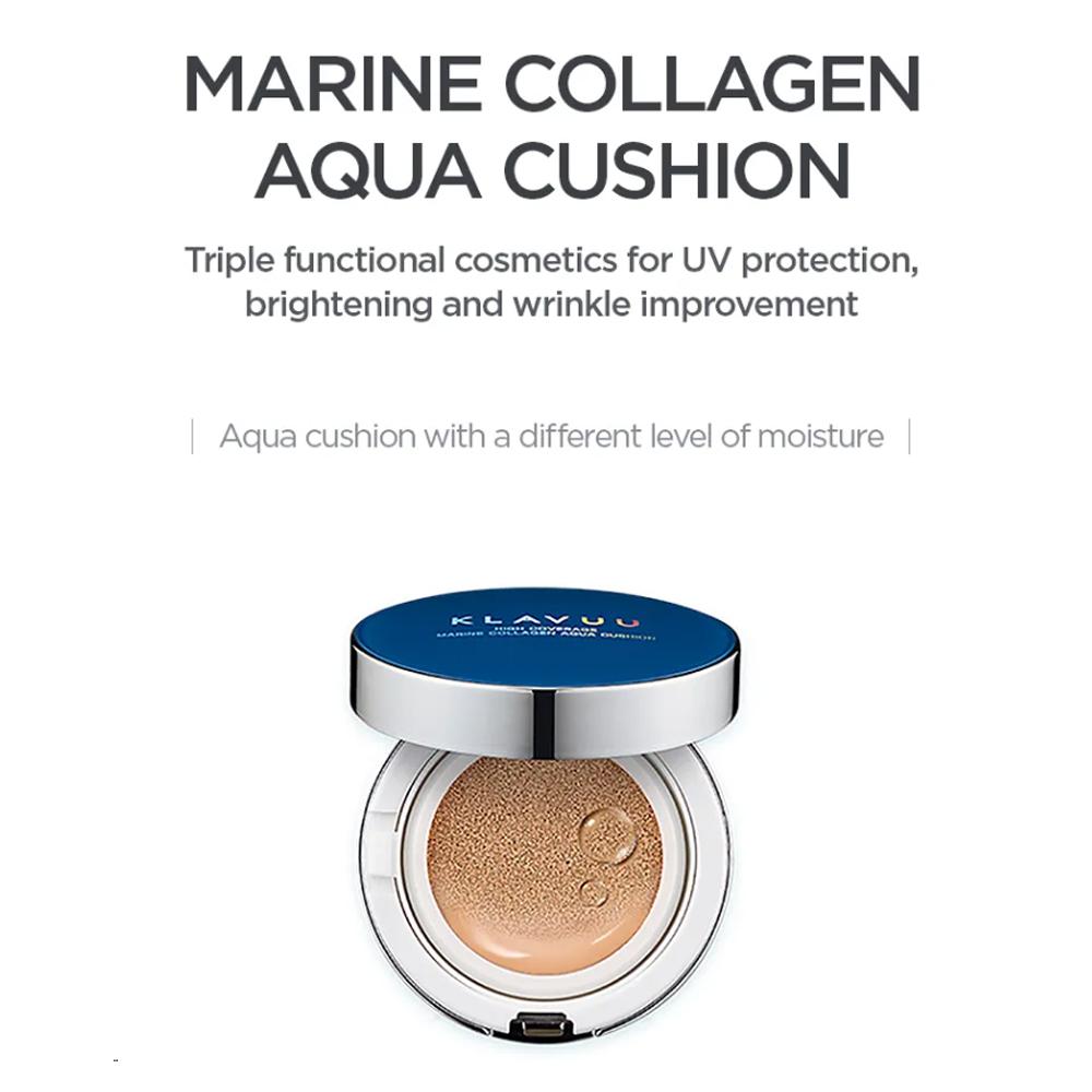 Klavuu Blue Pealsation High Coverage Marine Collagen Aqua Cushion SPF 50+ PA+++ 12g