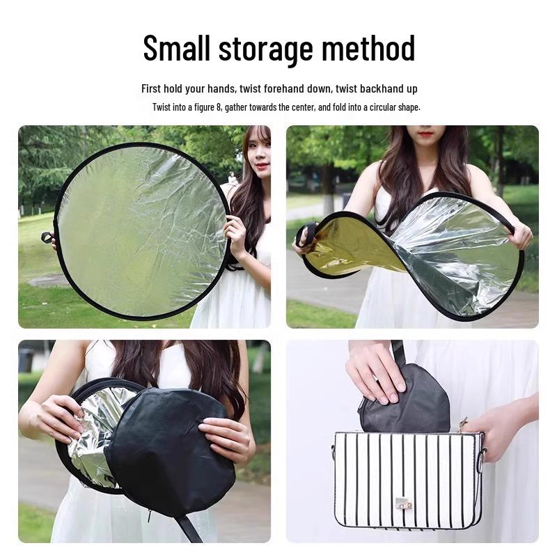 Portable Mini Reflector: 4-in-1 Folding Photo Light Diffuser for Outdoor Photography