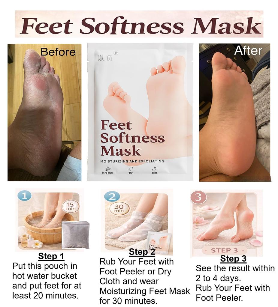BrownScript Cracked Skin, Ultra Hydrating Foot Mask, 1 Pairs Moisturizing Socks: Intensely Moisturizes Repairs and Softens Rough Dry Skin with Ur