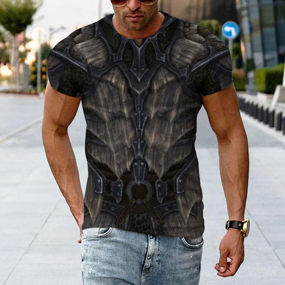 Retro Ethnic Style 3D Digital Printed Men's Street Trendy Round Neck Short Sleeved T-shirt