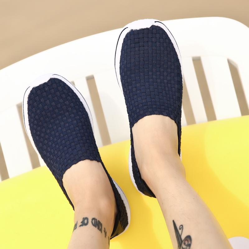 Summer Men Sneakers Black Braid Beach Shoes Casual Weave Breathable Slip on Flats Grey Sneakers