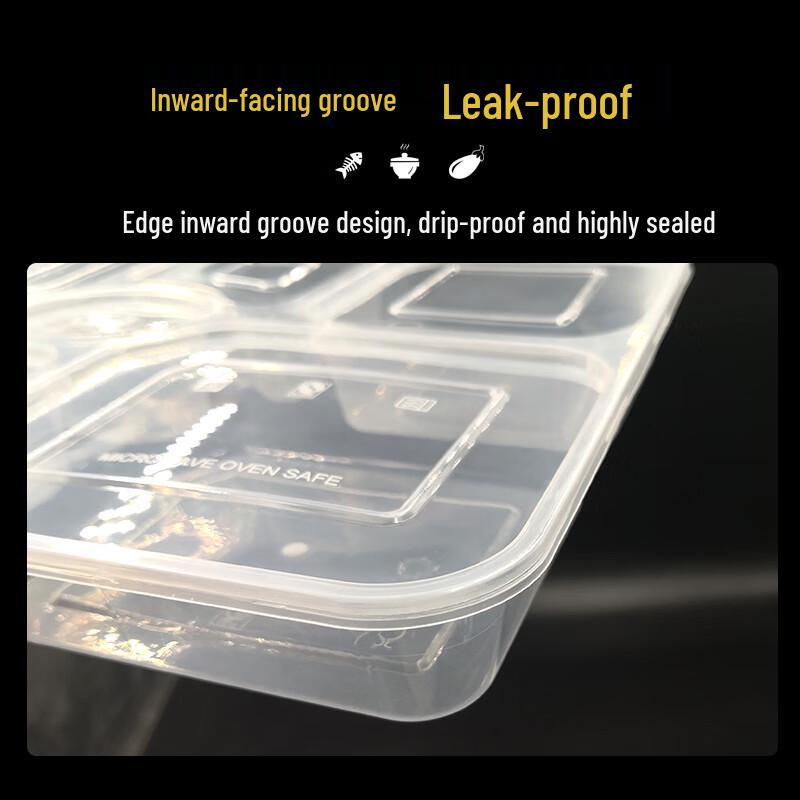 Wanbao 850ml 4-Compartment Disposable Food Containers, 150 Sets