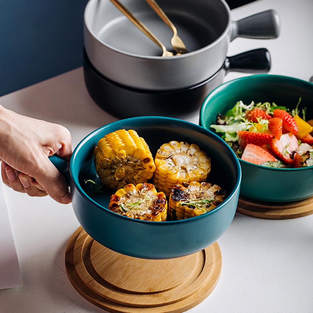 Nordische Keramik Instant-Nudel-Schüssel mit Griff Frühstück Reis Backschüssel Dessert Suppe Obstsalatschüssel