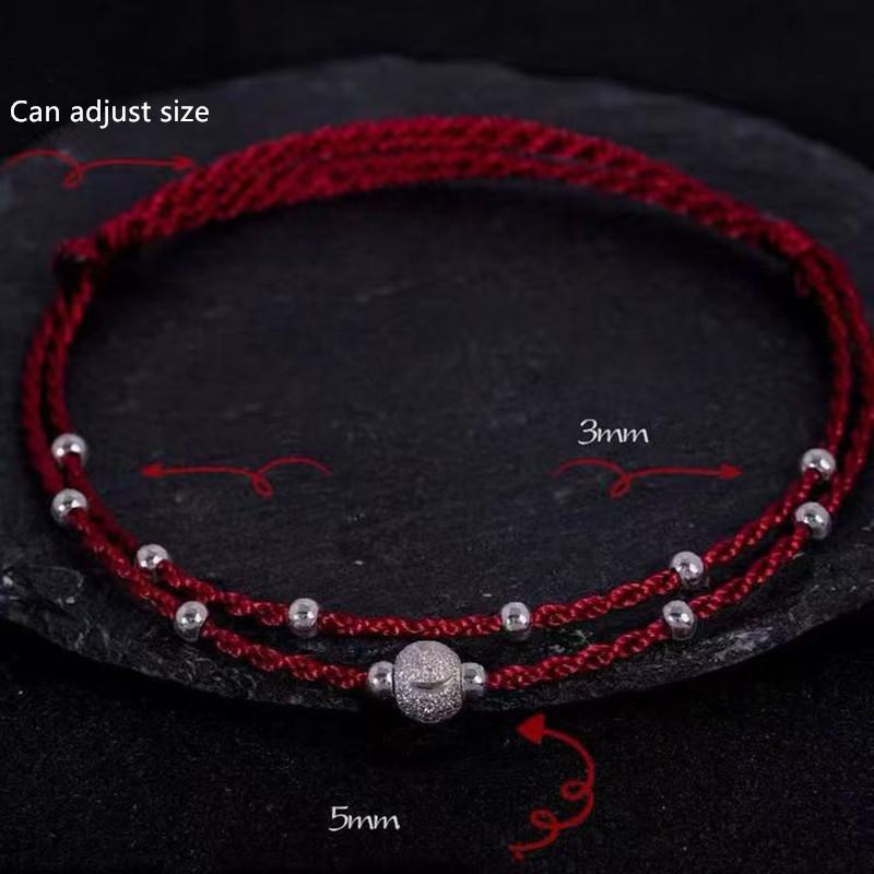 Lucky Silver Bead Rope Anklet Ornament Accessories Adjustsize Tie Foot Friend Gift Lucky Simple Anklet Personality Jewelry