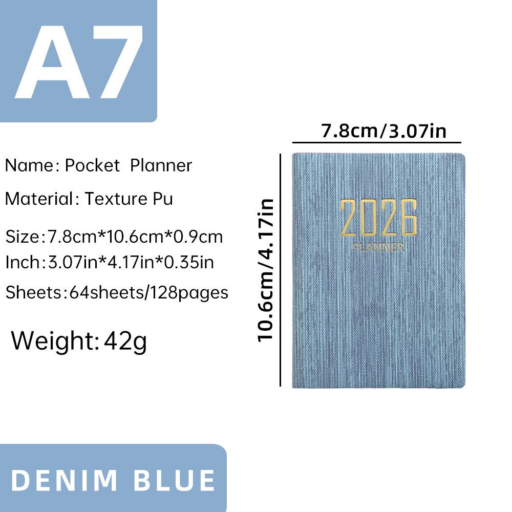 2026 English Planner Mini A7 Planner Notebook Mini Pocket Notebook English Portable Weekly Calendar For School Pocket Use Travel