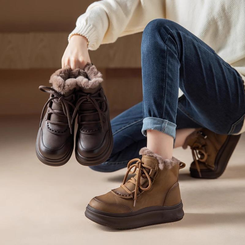 Buty Bawełniane, Wodoodporne Śniegowce z Futerkiem, Grube Podeszwy Kostki dla Średniego Wieku, Buty Damskie