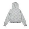 Vintage Polka Dot Hooded Zip-Up Sweatshirt Short Cropped Oversized Streetwear Women Men Fall Casual