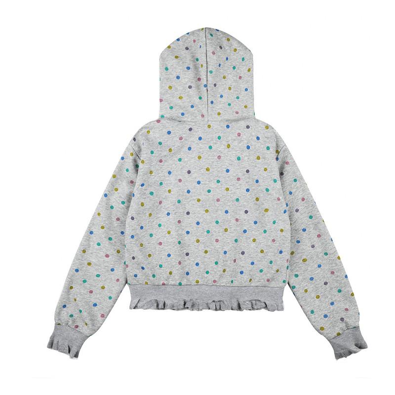 Vintage Polka Dot Hooded Zip-Up Sweatshirt Short Cropped Oversized Streetwear Women Men Fall Casual