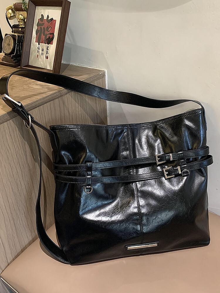 

Korean Niche Design Casual Double Pleated Lace Up Single Shoulder Underarm Bag Handbag