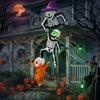 8FT Outdoor Inflatable Halloween Decoration Skeleton with Dog Biting Climbing Design for Patios Rooftops And Parties