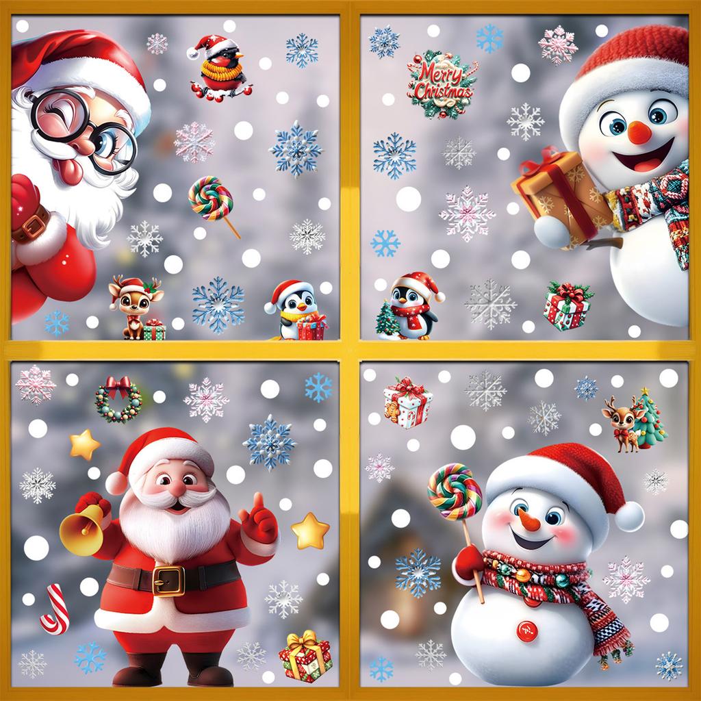 Christmas Window Stickers Set, Static Cling Glass Décor for Home