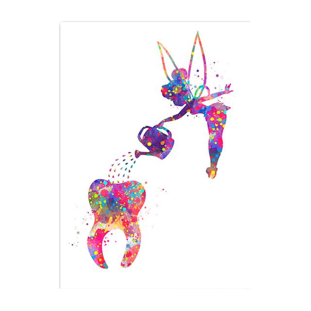 

Стоматологический плакат Зубная фея, поливающая стены искусства картины на холсте постеры и принты для гостиной детской спальни украшения дома без рамки 21*30cm No Frame