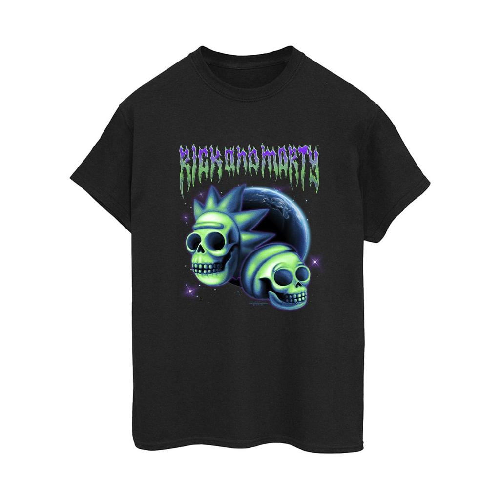 Rick And Morty Womens/Ladies Space Skull Cotton Boyfriend T-Shirt