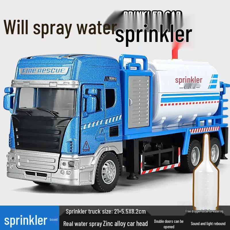 He Kai Toy Fire Truck: Large Alloy Model with Water Spray, Opening Doors, Sound and Light Effects.