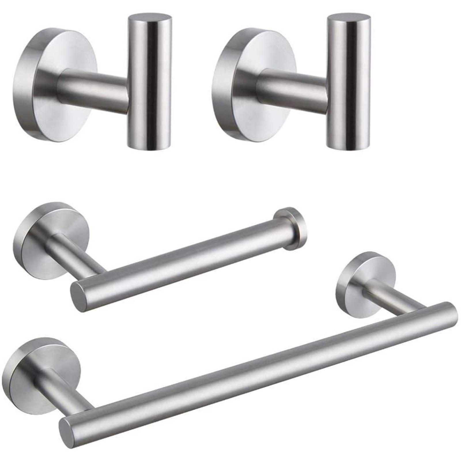 

Stainless steel towel rack paper towel rack bathroom towel bar wall hook bathroom storage rack silver 4pcs