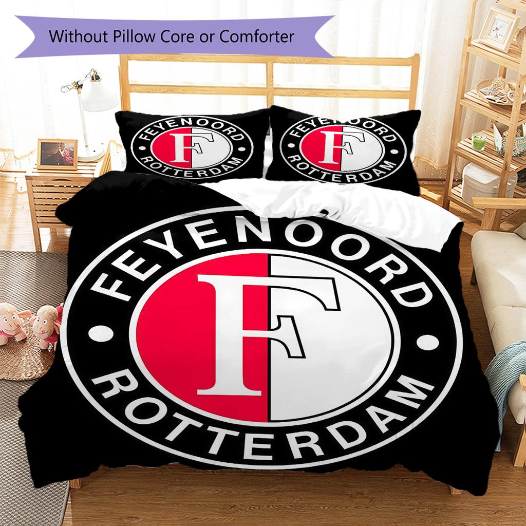 Feyenoord logo Pattern Bedding Quilt Set Quilt Cover Pillowcase Home Decoration Birthday Gift (1 * duvet cover + 2 * pillowcase, without core)