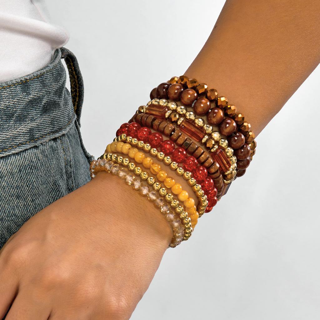 Creative Artistic Crystal Gravel Beaded Bracelet Set for Women Vintage Bohemian Stacked Bracelet Girls Party Jewelry Gifts