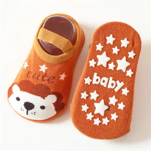 0-3Years Newborn Baby Girls Boys Socks Non Slip Cotton Cartoon Print Kids Socks For Boys Girls Toddler Floor Sock Spring Autumn