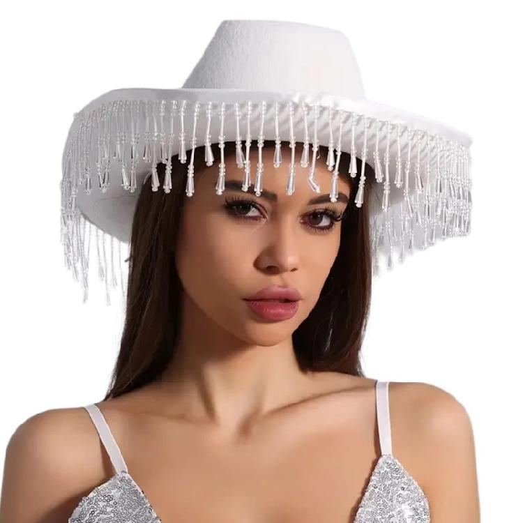 Fringed Drop Cowboy Hat Music Festival Hat Birthday Party Headwear Beach Sun Hat