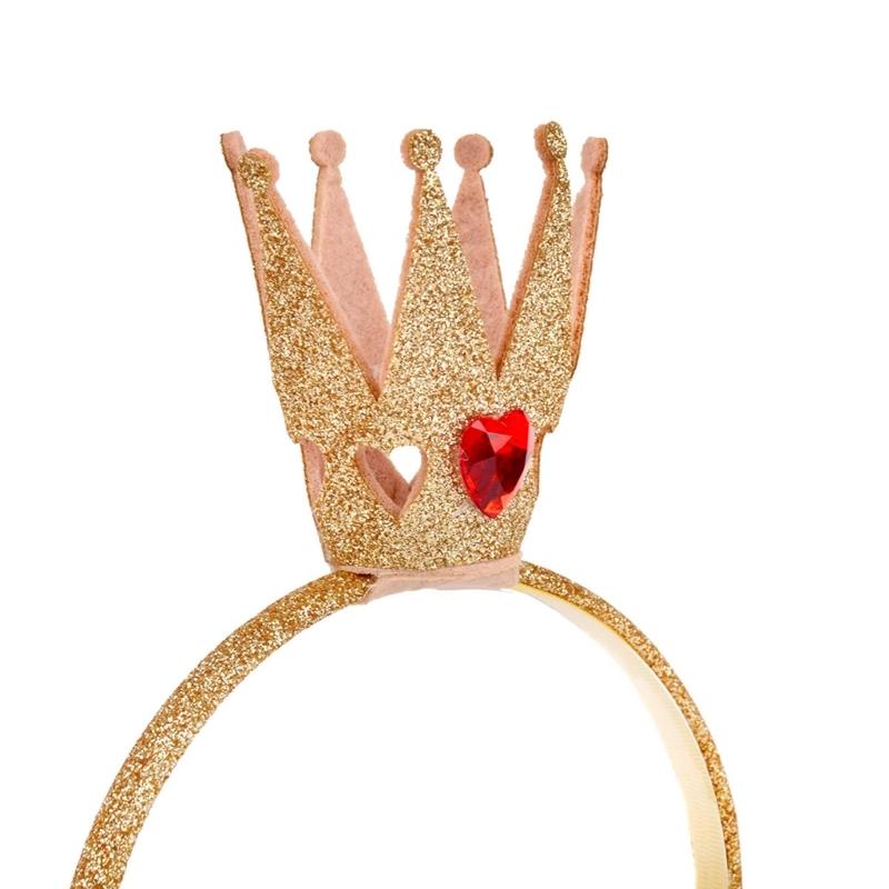 Elegantes goldenes Pailletten-Kronen-Haarband mit Herz-Strasssteinen, Kronen-Stirnband für Party-Geburtstagsfeiern, alle Altersgruppen, Haarreif