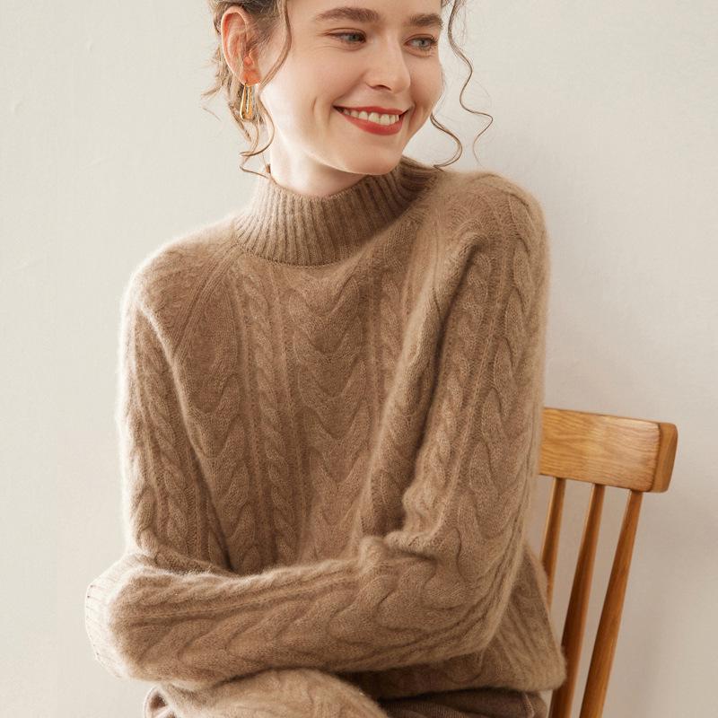 

Женский теплый шерстяной свитер свободного кроя с длинным рукавом Осень/Зима 2024 Small