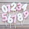 New Product Pearlescent Digital Birthday Candles 0-9 Baking Party Decoration Pink White One-year-old Cake Candles