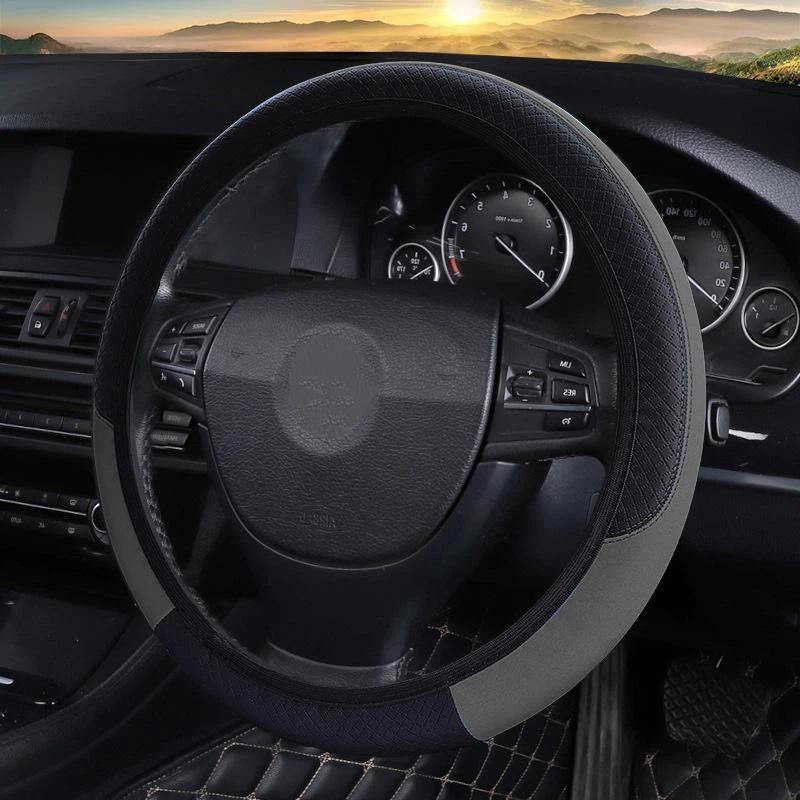 Durable 37-38cm Faux Leather Steering Wheel Cover Universal Design for Smooth Handling
