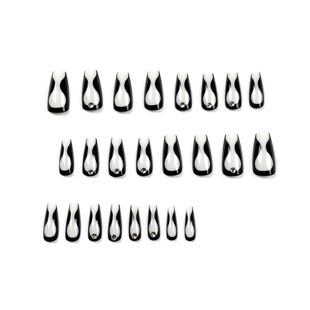 Wearable Manicure Black Line Rhinestone Manicure Patch Finished Manicure Patch Removable 10mL