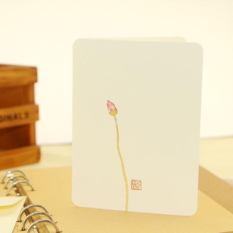 

10pcs Simple and Classical Chinese Style Creative Small and Fresh Folding Card Birthday Blessing Universal Greeting Card