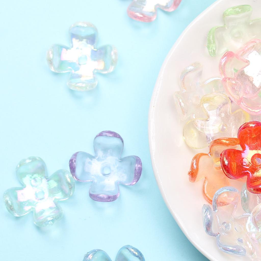 Home Four Petal Receptacle For Jewelry Making Charms Supplies AB Color Flower Beads 17x6mm Necklace 60pcs Spacer Beads Bracelets