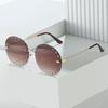 Round Rimless Sunglasses, Personalized Hollow Round Frame Glasses, Sunglasses For Women
