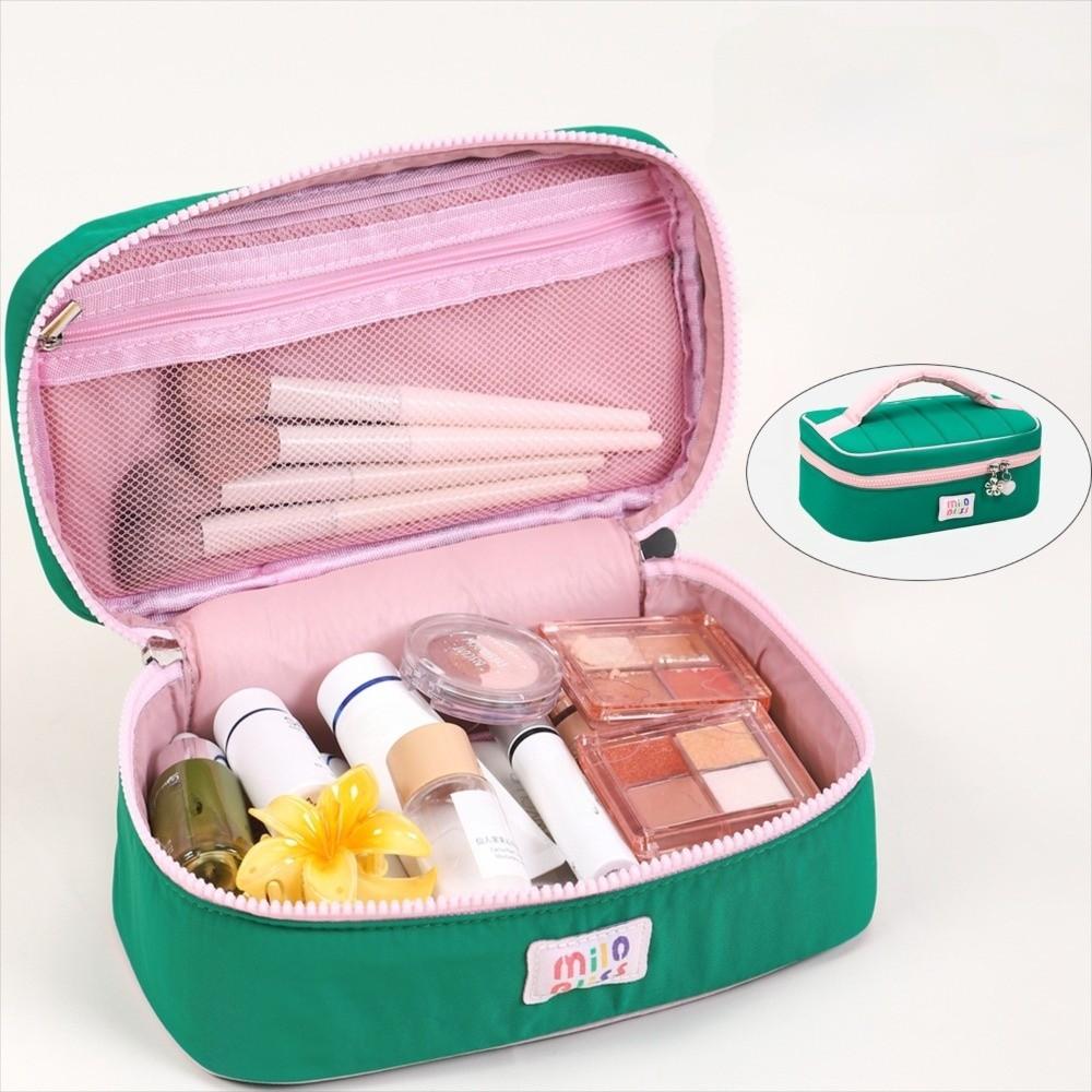 Dopamine Contrast Makeup Bag Handheld Handbag Toiletry Storage Bag Large Capacity Zipper Portable Cosmetic Organizer Outdoor