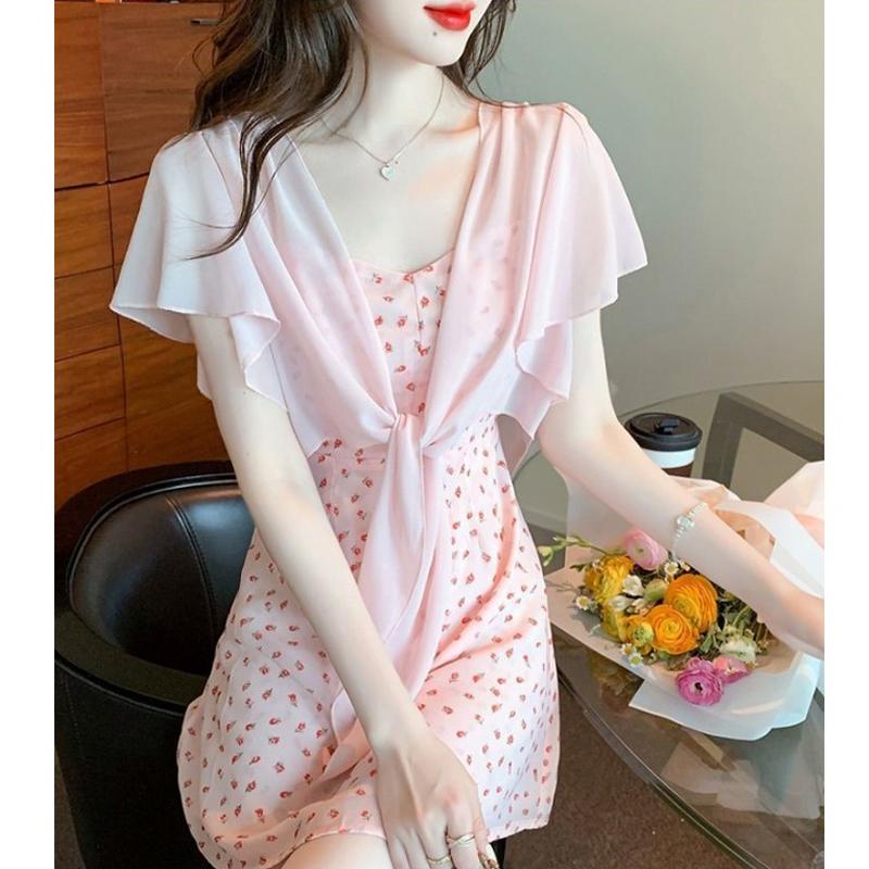 Moda Estate Piccolo Sciarpa Donna Estate Scollo a V Profondo Sottile Canotta Cardigan Camicia Top Elegante Ampio Traspirante Chiffon Abbigliamento Protezione Solare