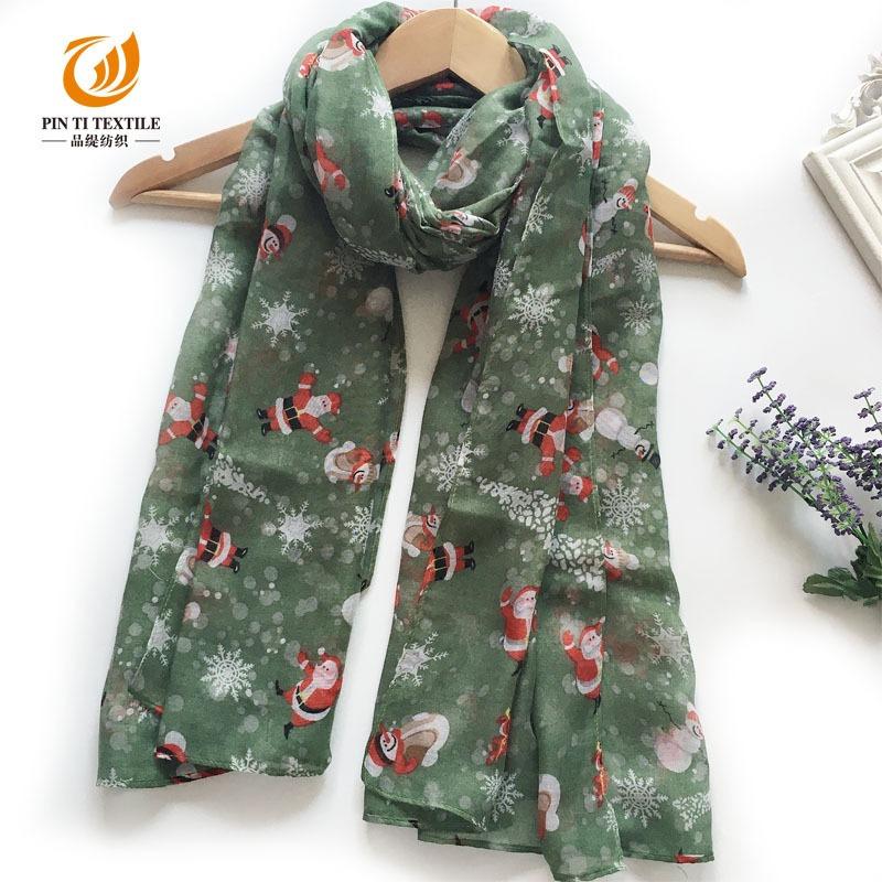 Christmas red and green snowman print Bali yarn scarf medium and long sunscreen beach towel pattern scarf